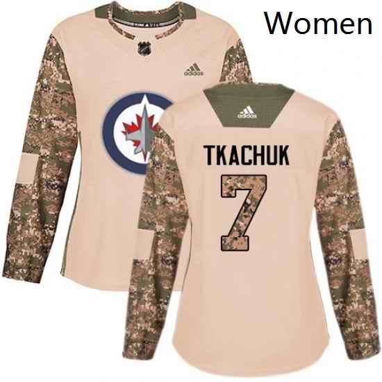 Womens Adidas Winnipeg Jets 7 Keith Tkachuk Authentic Camo Veterans Day Practice NHL Jersey